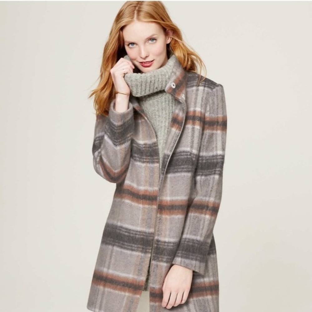 LOFT Plaid Mohair Blend Coat
